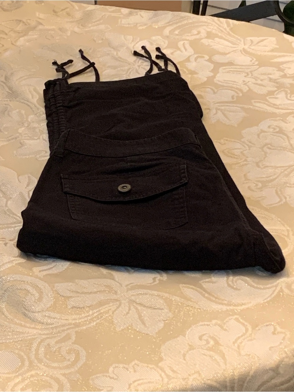 Women’s Black Drawstring Cargo Shorts